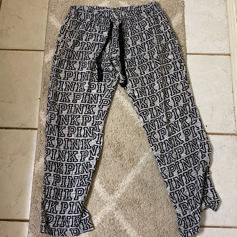 PINK pajama pants black and grey size small
